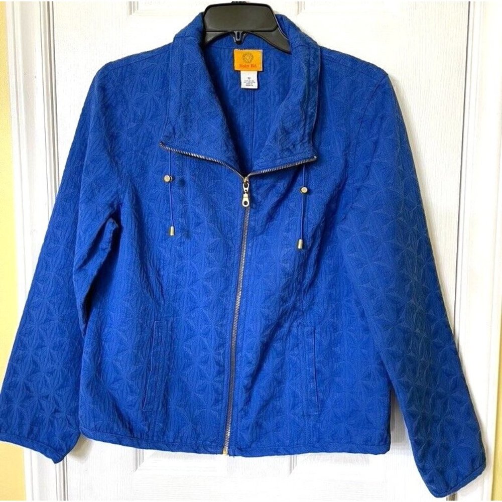 Ruby Rd jacket size 12 royal blue zip front great shape